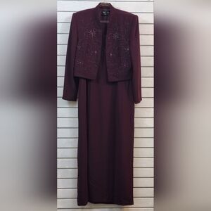 Rimini Wine Colored Beaded Formal Mother of the Bride Dress with Jacket 12